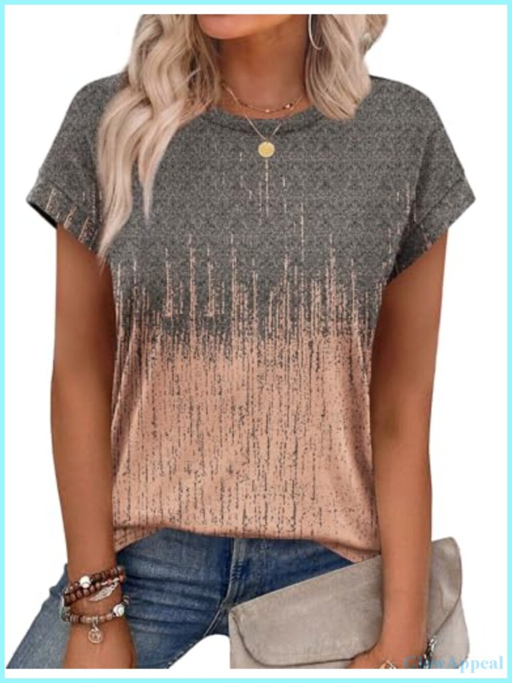 Womens Summer Tunic Top Short Sleeve Crew Neck Loose Fit Casual Blouse